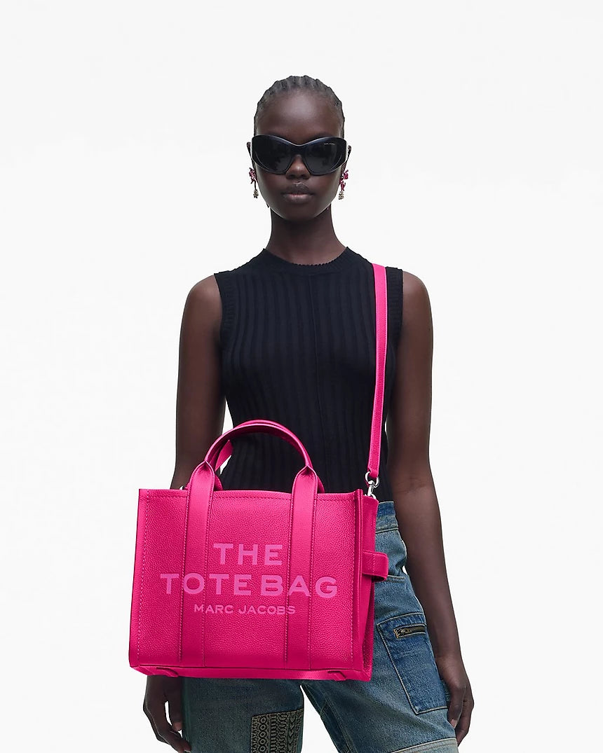The Leather Medium Tote Bag, Lipstick Pink