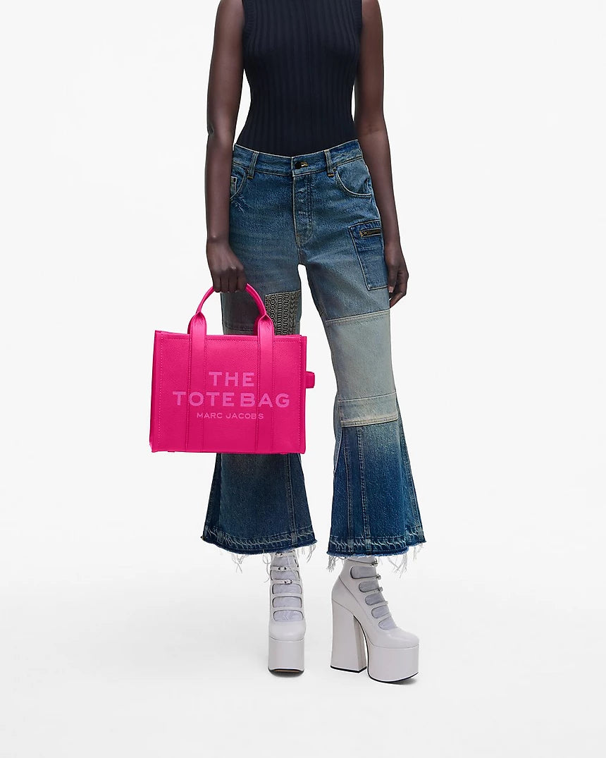 The Leather Medium Tote Bag, Lipstick Pink