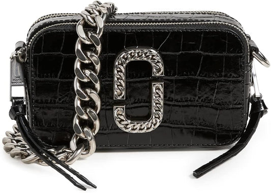 Marc Jacobs THE CROC-EMBOSSED SHOULDER SNAPSHOT - Black
